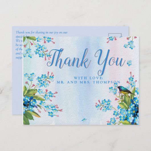 Carte Postale Bleus ne m'oubliez pas Merci (Devant / Derrière)