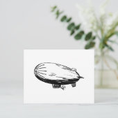Carte Postale Blimpe, Zeppelin, Dirigible, Dessin Vintage (Debout devant)