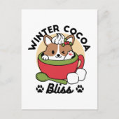 Carte Postale Bliss de cacao d'hiver - Chien mignon en mode Mug (Devant)