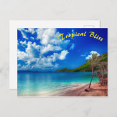 Carte Postale Bliss de l'île tropicale Bleue profonde (Devant / Derrière)