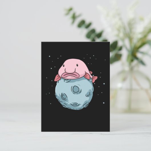 Carte Postale Blobfish Lune Astronaut Cadeaux Enfants Blobfish (Debout devant)