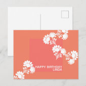 Carte Postale Bloc de couleur deux fleurs orange llustration (Devant / Derrière)