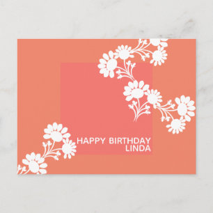 Carte Postale Bloc de deux couleurs florales Illustration orange