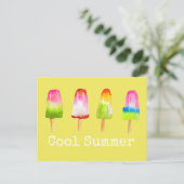 Carte Postale Bloc de glace Popsicle Eté aquarelle mignonne (Debout devant)