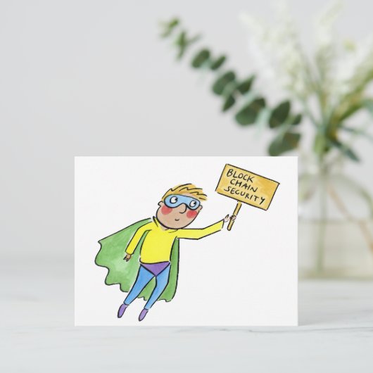 Carte Postale Block Chain Security (Debout devant)