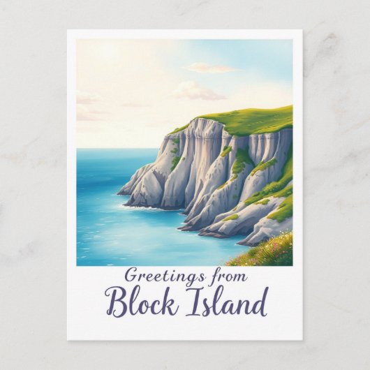 Carte Postale Block Island, Rhode Island – Island Cliffs (Devant)