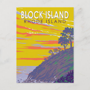 Carte Postale Block Island Rhode Island Travel Art Vintage
