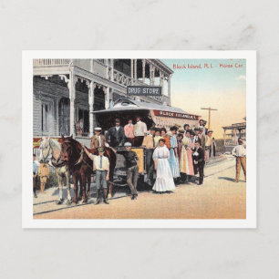 Carte Postale Block Island, Rhode Island, Trolley View Vintage