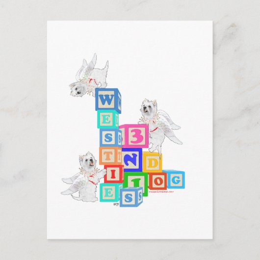 Carte Postale Blocs d'ange Westie (Devant)