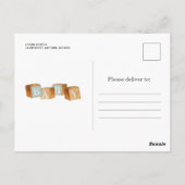 Carte Postale Blocs de bébé en bois rustique Baby shower de garç (Dos)