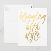 Carte Postale Blogging avec le style - Gold Script (Devant / Derrière)