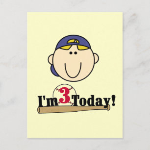 Carte Postale Blond Boy Baseball 3e anniversaire