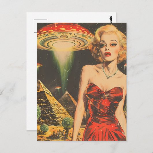 Carte Postale Blond et l'Imaginaire scifi du désert de la Pyrami (Devant / Derrière)