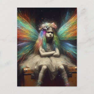 Carte Postale Blond Fairy Avec Une Attitude Sur Une Valise Vinta