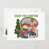 Carte Postale Blond Girl Crazy Pour Camping (Devant / Derrière)
