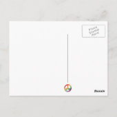 Carte Postale Blond Hippie Girl, Fleurs et Rainbow Peace (Dos)