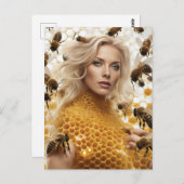 Carte Postale Blond Honey Bee Woman (Devant / Derrière)