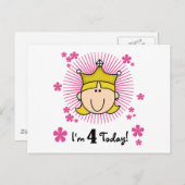 Carte Postale Blond Princess 4th Birthday Tshirts et cadeaux (Devant / Derrière)