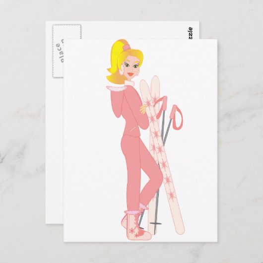 Carte Postale Blond Skier (Devant / Derrière)