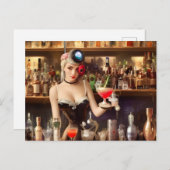 Carte postale blonde barman AI (Devant / Derrière)