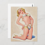 Carte Postale Blonde de pâte à papier dans le Pinup Bikini (Devant / Derrière)