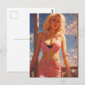 Carte Postale Blonde en rose (Devant / Derrière)
