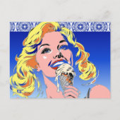 Carte Postale Blonde mangeant une glace dans un style Pop Art co (Devant)