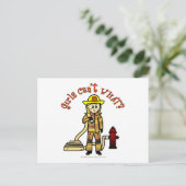 Carte Postale Blonde pompier fille (Debout devant)