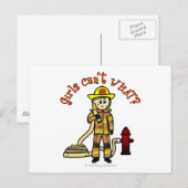 Carte Postale Blonde pompier fille (Devant / Derrière)