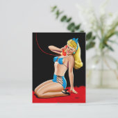 Carte Postale Blonde sur la broche téléphonique (Debout devant)