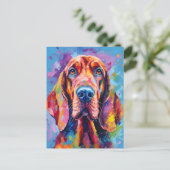 Carte Postale Bloodhound coloré (Debout devant)