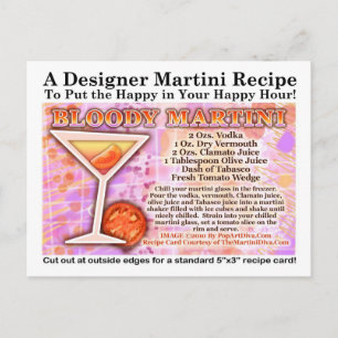 Carte postale Bloody Martini Recette
