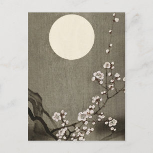 Carte Postale Blooming Plum Blossom à la Pleine lune par Ohara K