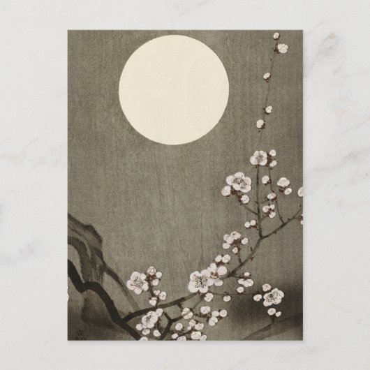 Carte Postale Blooming Plum Blossom à la Pleine lune par Ohara K (Devant)