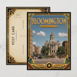 Carte Postale Bloomington Illinois Art Déco vintage de l'âge d'o