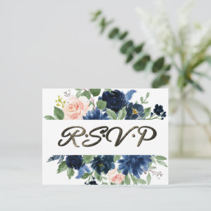 Carte Postale Blooms Chics Navy et Blush Garland Entree RSVP