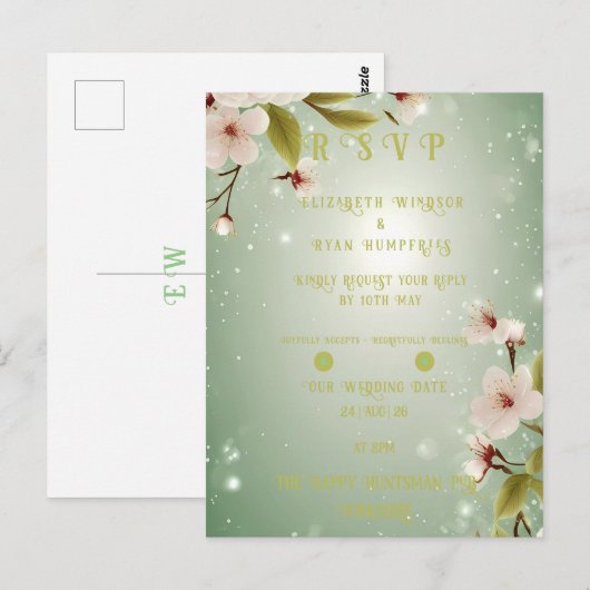 Carte Postale Blossoms of Love" Collection Faire-part de mariage (Devant / Derrière)