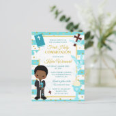 Carte Postale Blue African American Boy First Holy Communion (Debout devant)