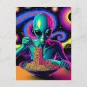 Carte Postale Blue Alien Eating Noodles (Devant)