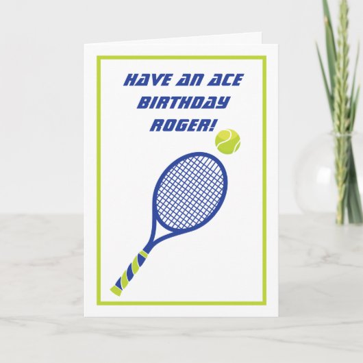 Carte postale Blue and green Tennis Ace Birthday (Devant)