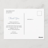 Carte Postale Blue and white Gingham Baby Boy Birth Announcement (Dos)