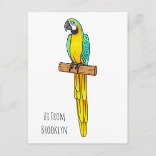 Carte Postale Blue-and-yellow macaw bird cartoon illustration