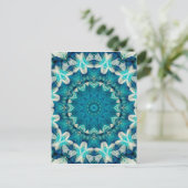 Carte Postale Blue Aqua Mandala Rosette Retro Hippie (Debout devant)