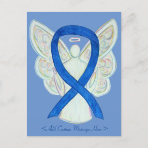 Carte postale Blue Awareness Ribbon Angel Custom A