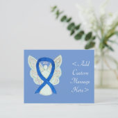 Carte postale Blue Awareness Ribbon Angel Custom A (Debout devant)