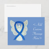 Carte postale Blue Awareness Ribbon Angel Custom A (Devant / Derrière)