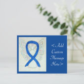 Carte postale Blue Awareness Ribbon Angel Custom A (Debout devant)