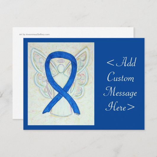 Carte postale Blue Awareness Ribbon Angel Custom A (Devant / Derrière)