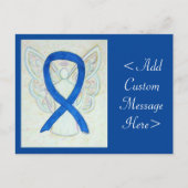 Carte postale Blue Awareness Ribbon Angel Custom A (Devant)
