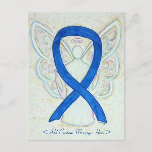 Carte postale Blue Awareness Ribbon Angel Custom A (Devant)